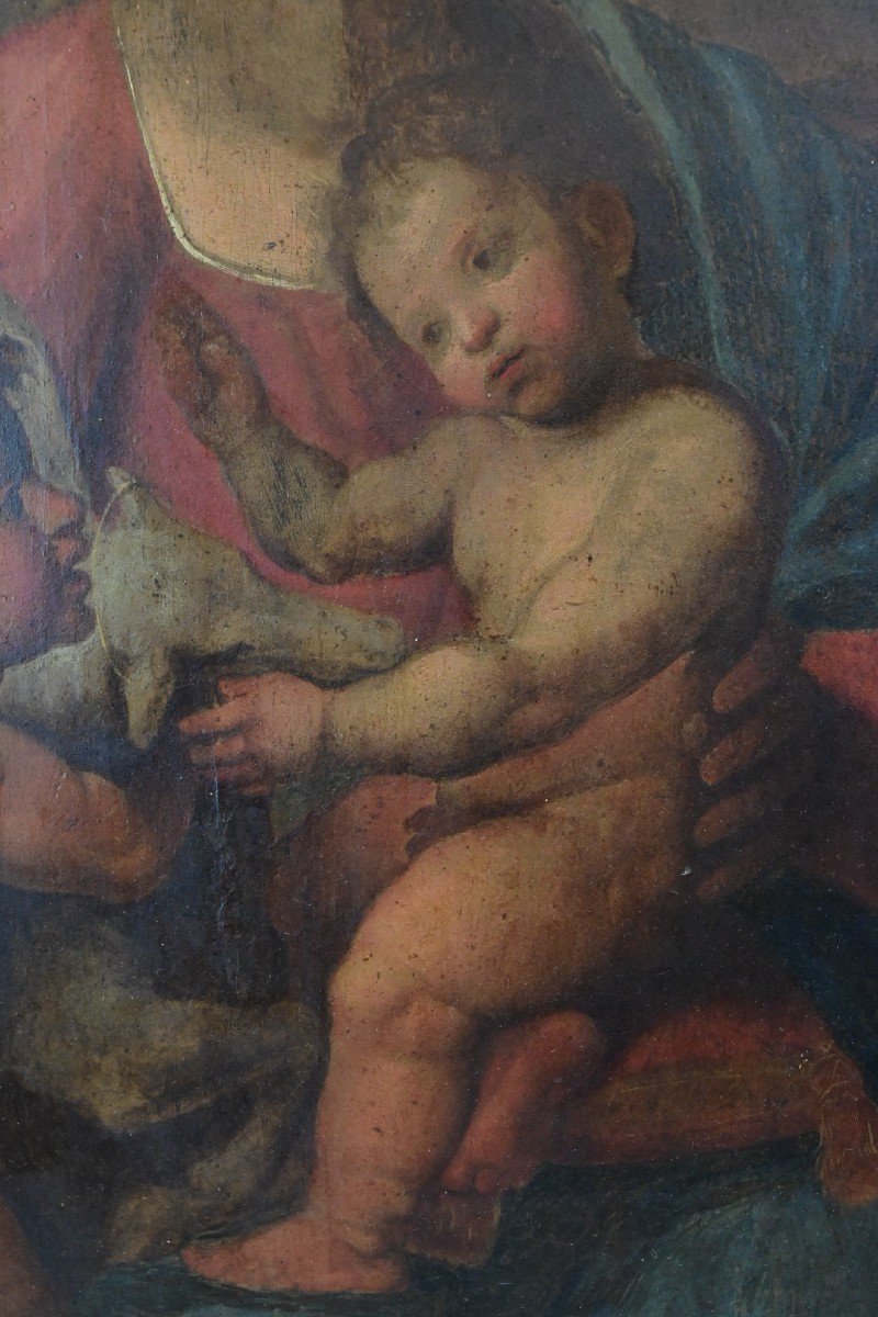 Italian School - Madonna And Child With St. John The Baptist - Italy 17th Century-photo-4